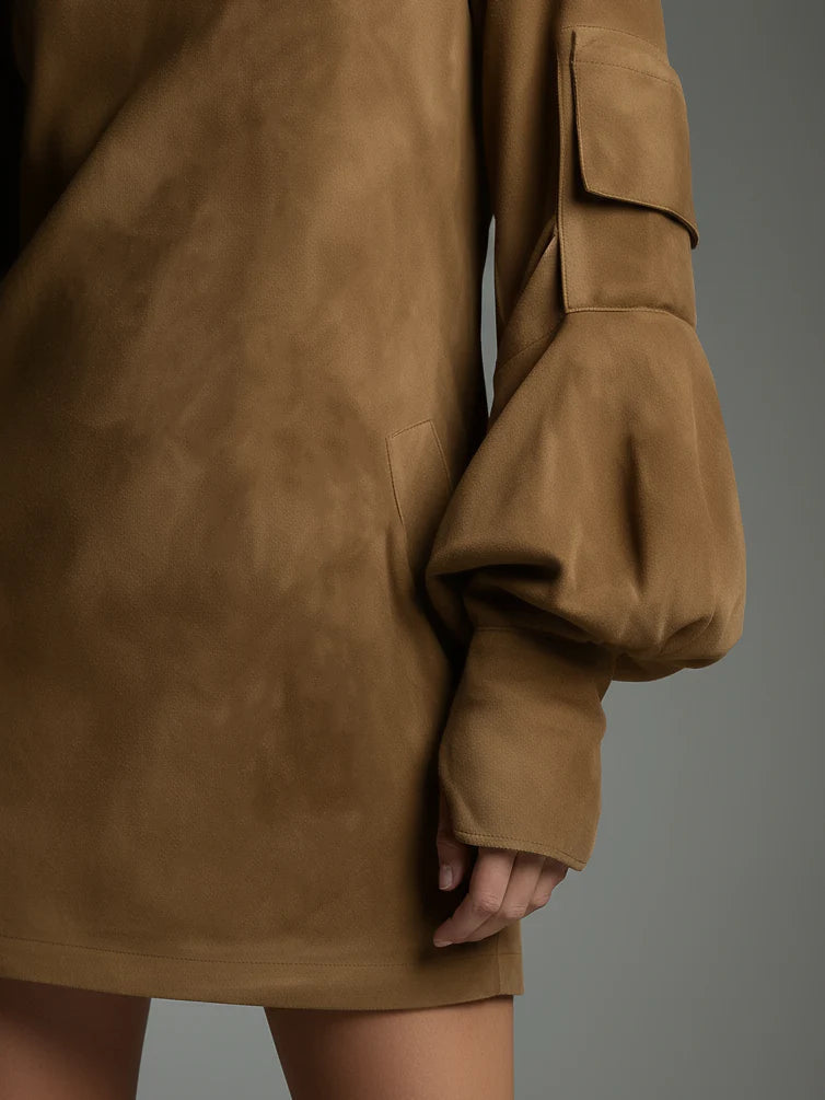 Beli | Minidress in camoscio morbido con collo alto