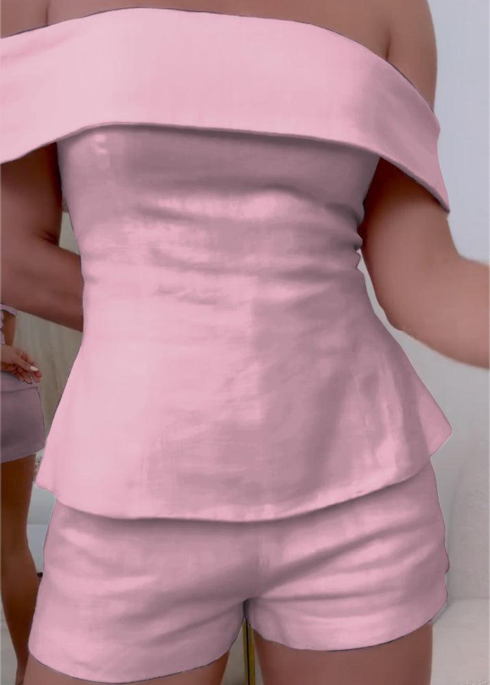 Completo due pezzi in cotone e lino bianco